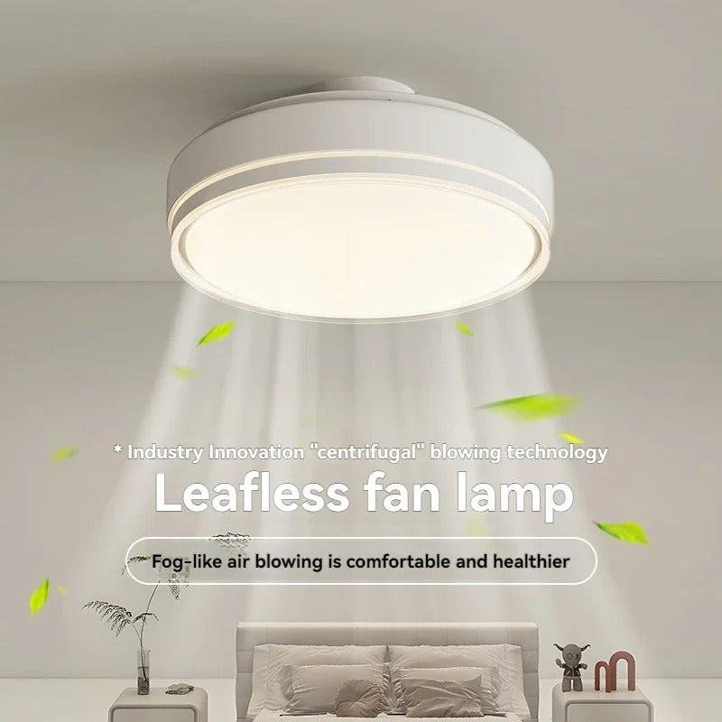 Modern Bladeless Ceiling Fans Round Flush Mount Fan Light