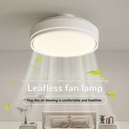 Modern Bladeless Ceiling Fans Round Flush Mount Fan Light