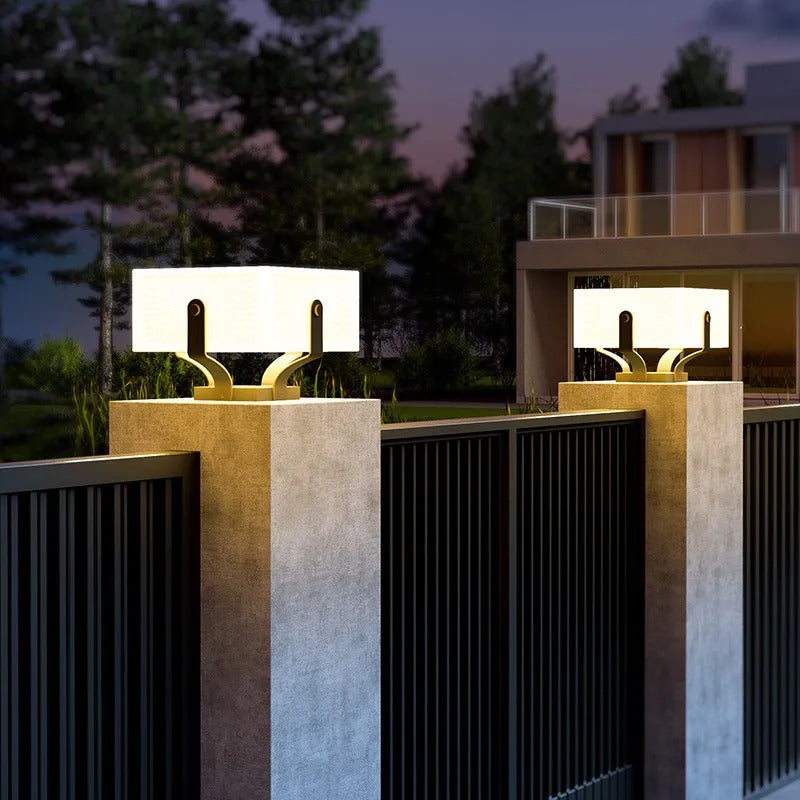 Solar Pillar Lights Villa Outdoor Waterproof  LED Wall Lamp  Gate Garden Lighting