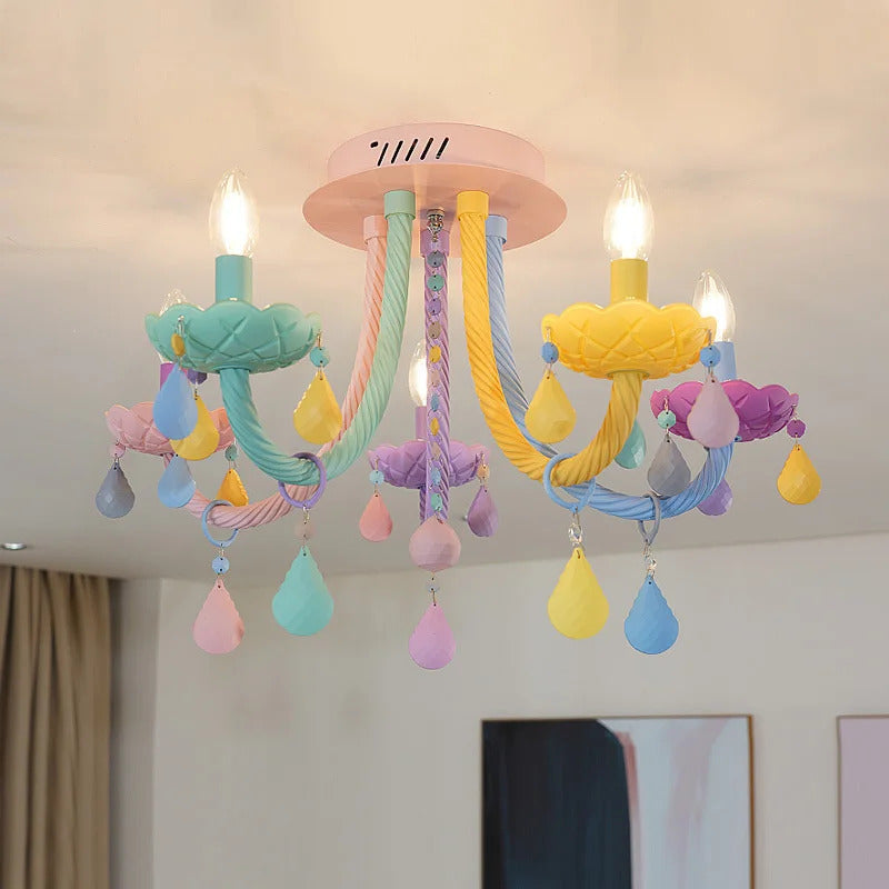 European Children rainbow chandelier Bedroom Princess room kawaii light
