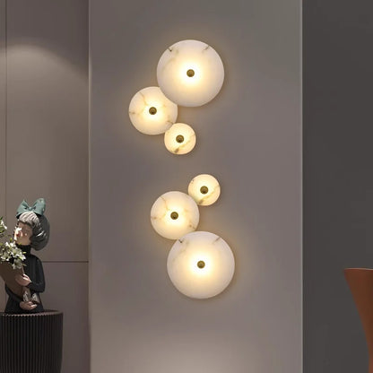 MEDIAN Wall Lamp Round Shape Gold Natural marble LED Wall sconce lighting