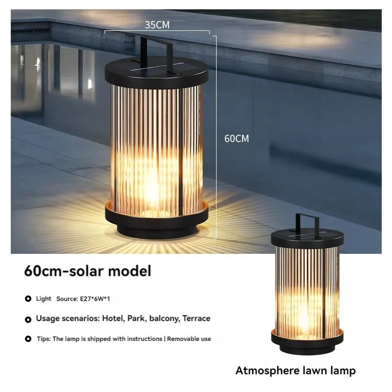 Modern Simple Clear Glass Landscape Lights Lantern Garden Solar Outdoor Light Courtyard Lawn Balcony Decoration Floor Lights