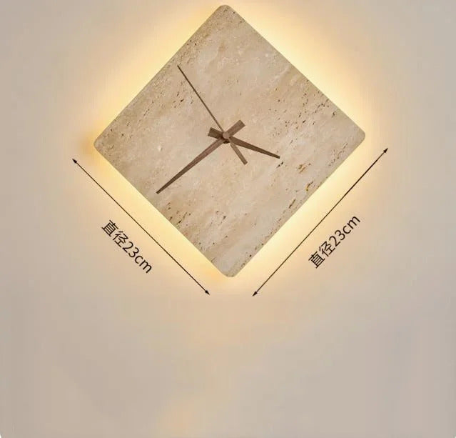 Creative Cave Stone Clock Wall Lamp Wabi Sabi Background Wall Light sconce