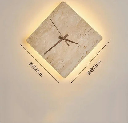Creative Cave Stone Clock Wall Lamp Wabi Sabi Background Wall Light sconce
