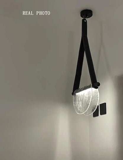 Modern leather handmade glass pendant lamp gray amber clear glass pendant Light