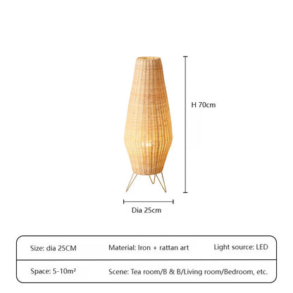 Natural handmade rattan floor lamp Japanese Outdoor waterproof Garden standing lamp