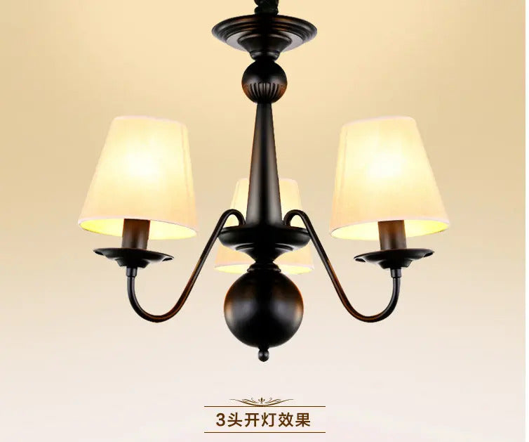 Ameican Black Rustic Chandelier Hotel Salon Hanging Lamp