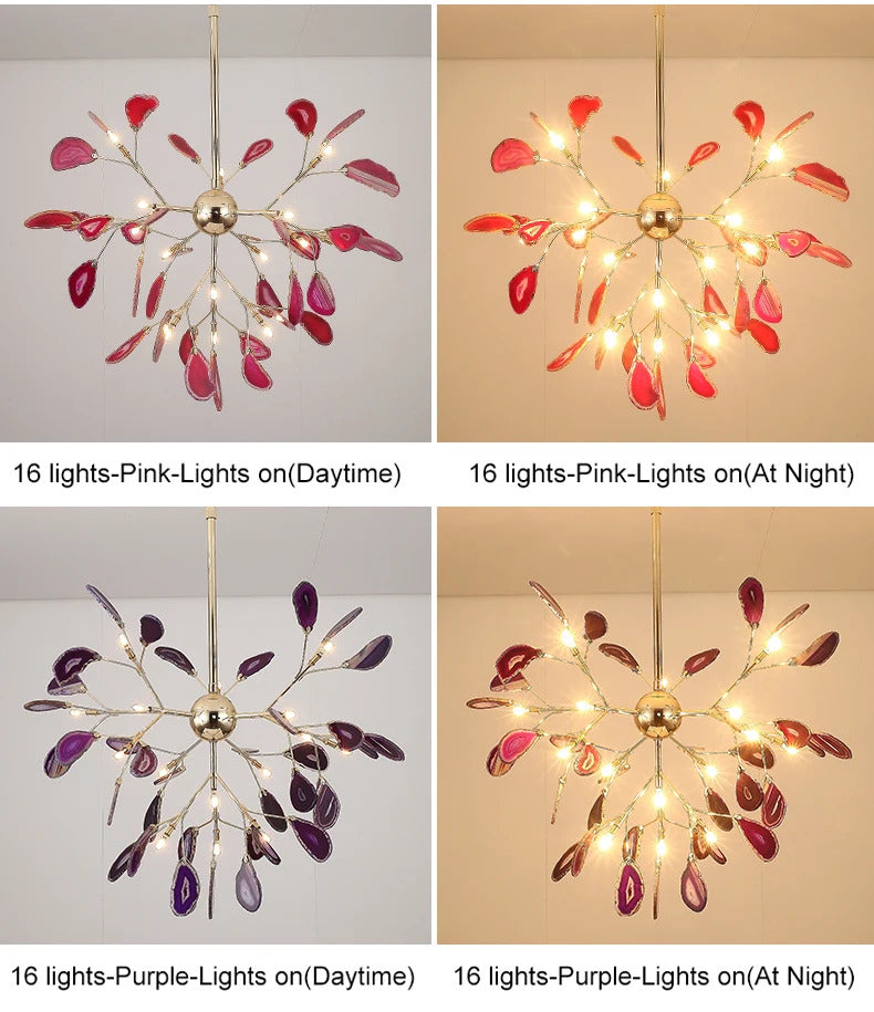 LED agate chandelier blue/green/purple/pink romantic chandelier