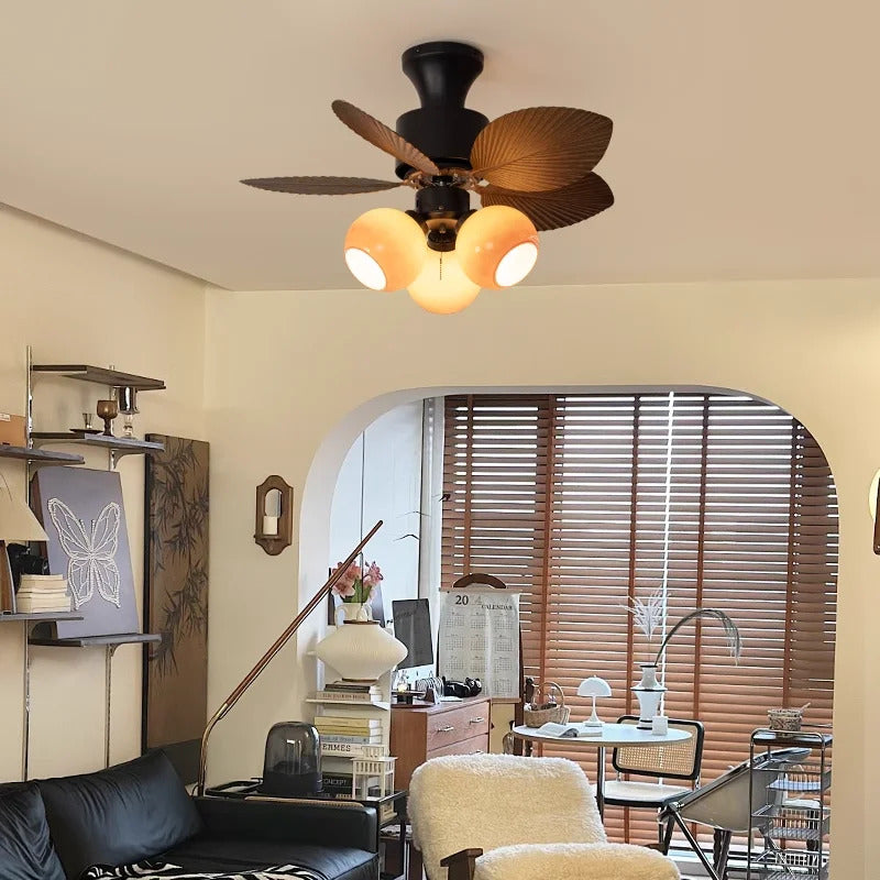 American Retro ceiling Fan Light European Mid-Century vintage Luxury chandelier Remote Fan