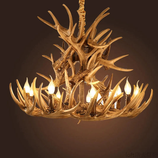 Rustic chandelier industrial wind lamps restaurant Internet cafe decoration antler lamp