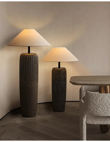 Ceramic Floor Lamp Quiet Pottery Pot Cloth Zen Floor Table Light
