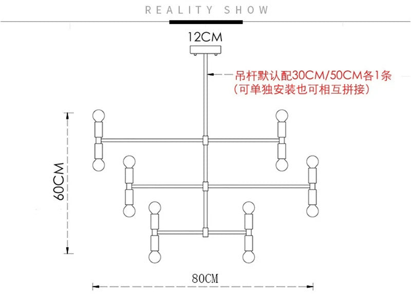 Atomium Chandeliers Post-modern Iron Art Creative Bamboo branching bubbles foyer chandelier