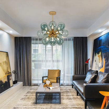 Our blue bubble Chandelier dining table light fixtures