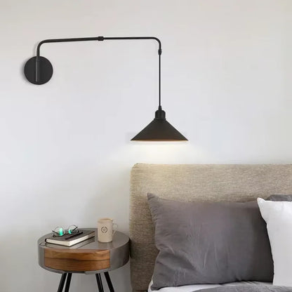 Nordic Swing Arm Black Wall Light Modern corner living room long Adjustable Wall lamp