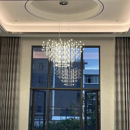 Luxury Stainless Steel Chandelier Modern Chrome LED Firefly Ceiling Chandelier