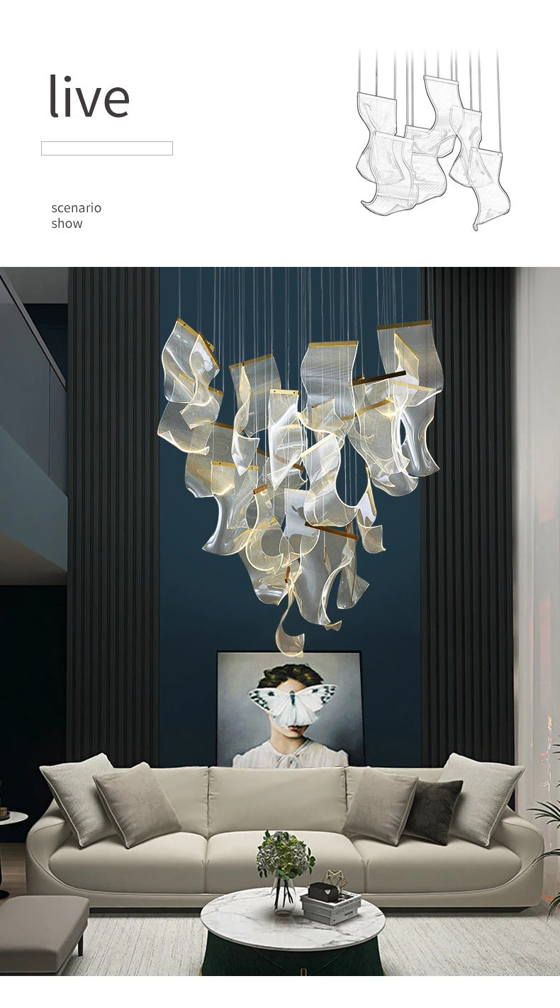 Rinkle Suspended Lights Modern Guide stairwell Chandelier