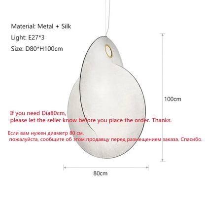 Japanese Silk Chandelier LED Wabi Sabi Pendant Lamp Living Room LED Cocoon Lamp