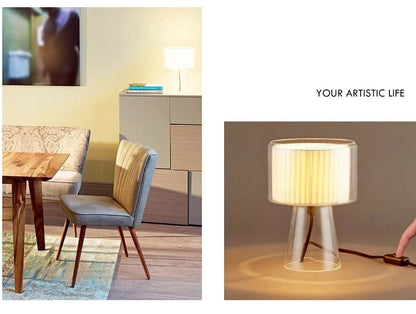 Mercer Glass Led Table Lamp, Postmodern Designer Glass Bedside Table Light, Nordic Bedroom Table Lights For Living Room Sofa