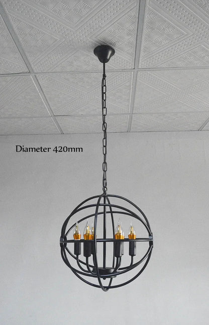 Retro Wrought Iron Chandelier Rustic Orb Vintage Crystal Bird Cage pendant lamps