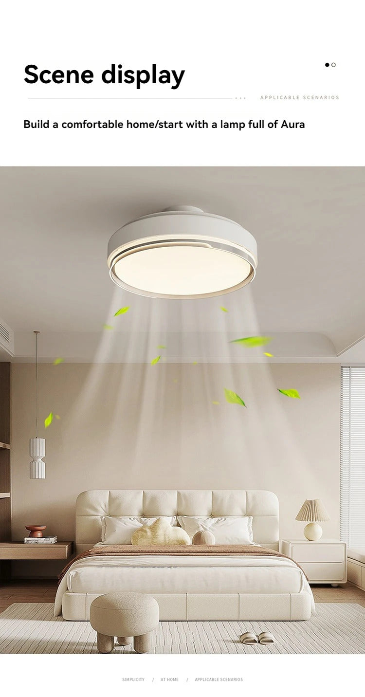 Modern Bladeless Ceiling Fans Round Flush Mount Fan Light