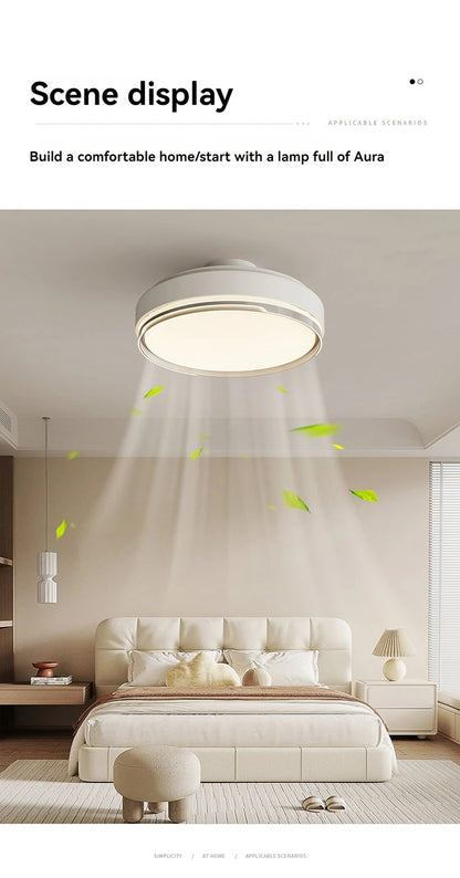 Modern Bladeless Ceiling Fans Round Flush Mount Fan Light