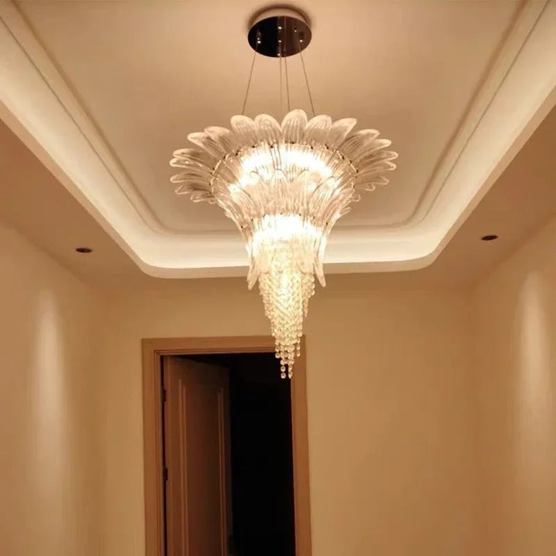 Modern Luxury Crystal Chandelier Hotel Villa Staircase Pendant Lamp
