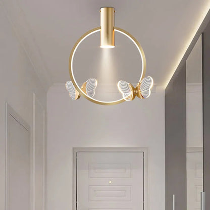 Nordic ring pendant light Acrylic butterfly lights Creative Gold luxury pendant light