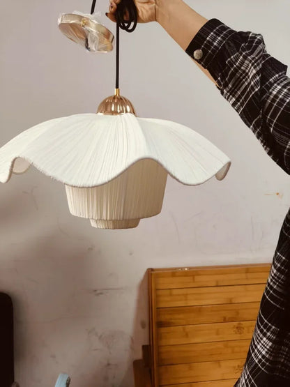 Nordic Petal Shaped French Chandelier Romantic Cream Style Pendant Lamp