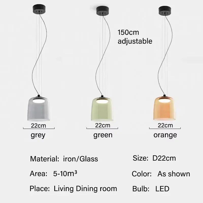 Vintage Glass Lampshade Pendant Lamp Simple Orange Pendant Lamp