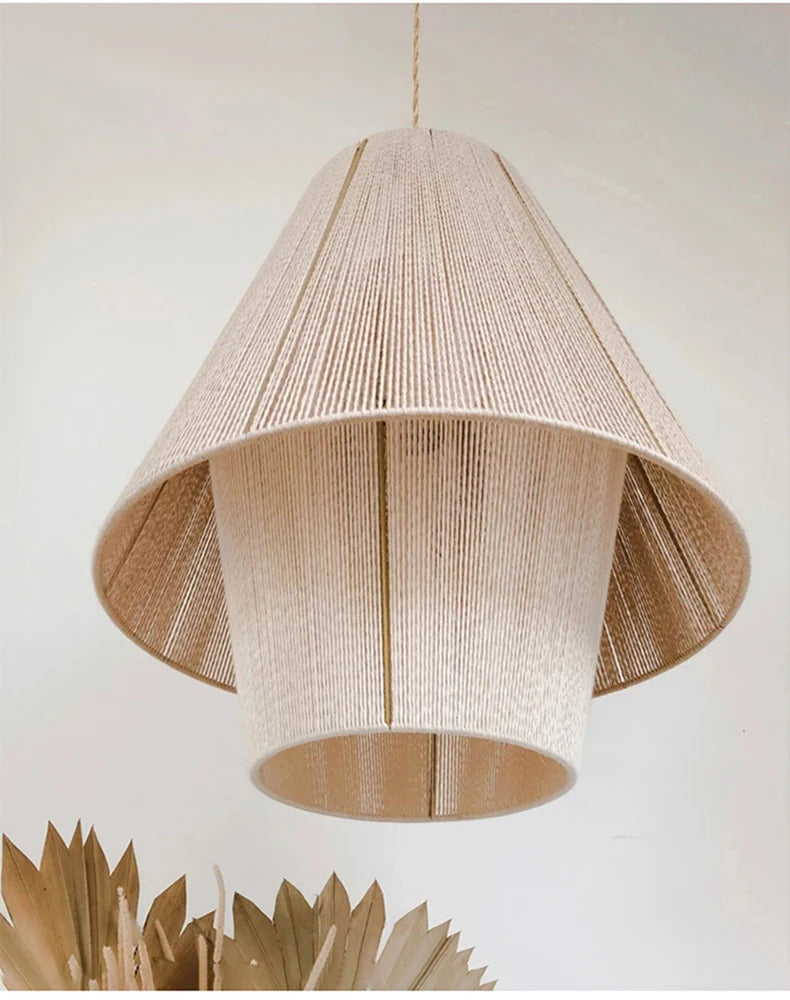 Vintage Wabi Sabi Pendant Lamp Hemp Rope Chandelier