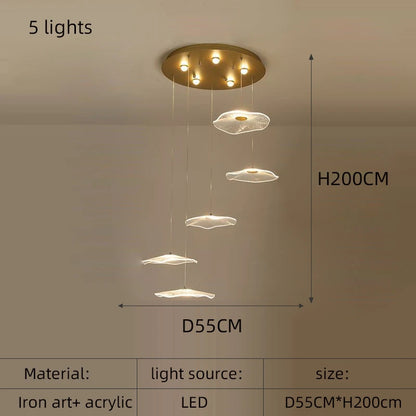 Nordic chandelier Leaf lotus chandelier of petals restaurant creative living room