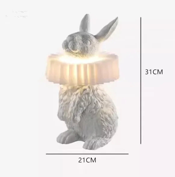 Nordic LED rabbit table lamp Designer resin rabbit desk lamp for study bedroom children's room reading led light bedside lamp