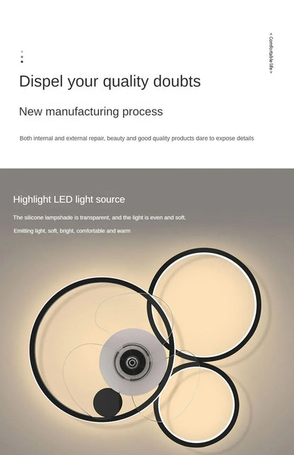 Nordic Ceiling Fan Lamp Home Living Room Modern Minimalist Restaurant Ceiling Lamp