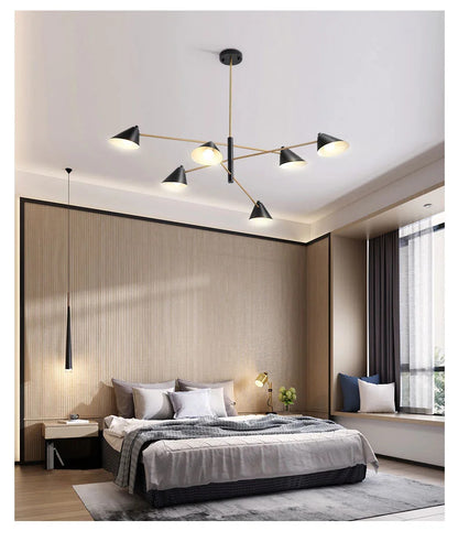 Nordic Minimalist Cone Shape chandelier Danish design black gold  iron Pendant Light