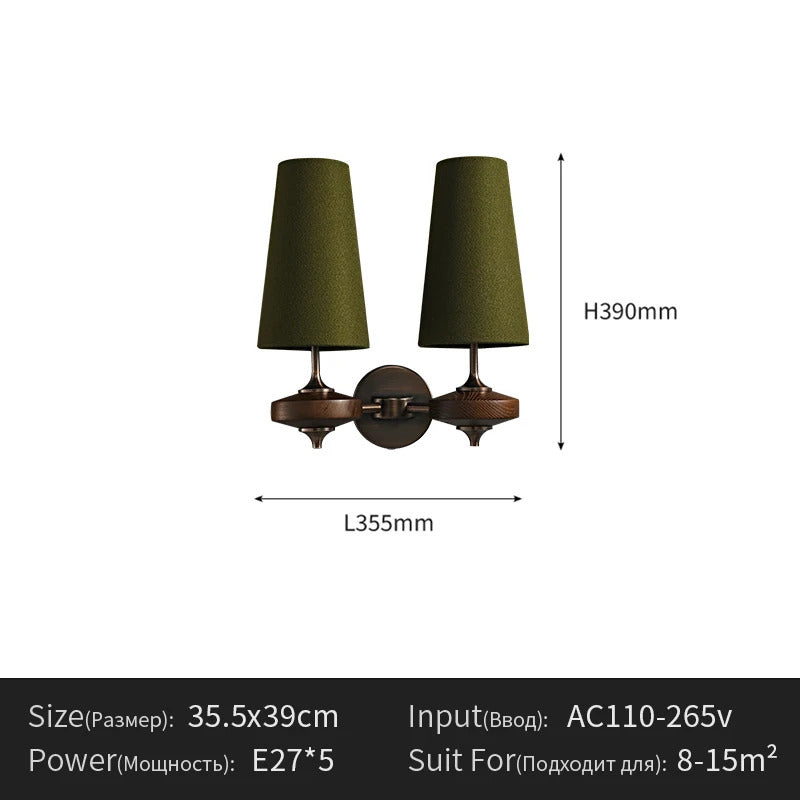 French Vintage Solid Wood Wall Lamp Luxury Retro Bedside sconce light