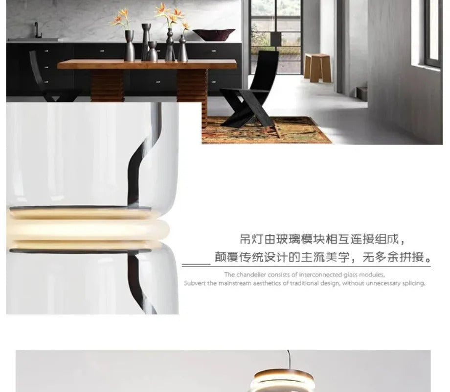 Italian Designer Glass Lampshade Pendant Light Minimalist LED Chandelier for Living Room Dining Table Home Decor