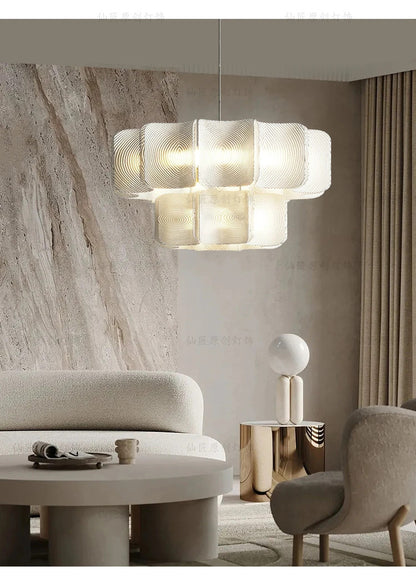 Creative Living Room Large Chandelier Minimalist Wabi Sabi LED Chandelier