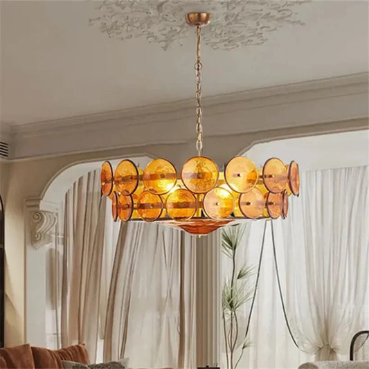 Lorenzo Chandelier Vintage French Living Room Hanging Lamp Orange Chandelier