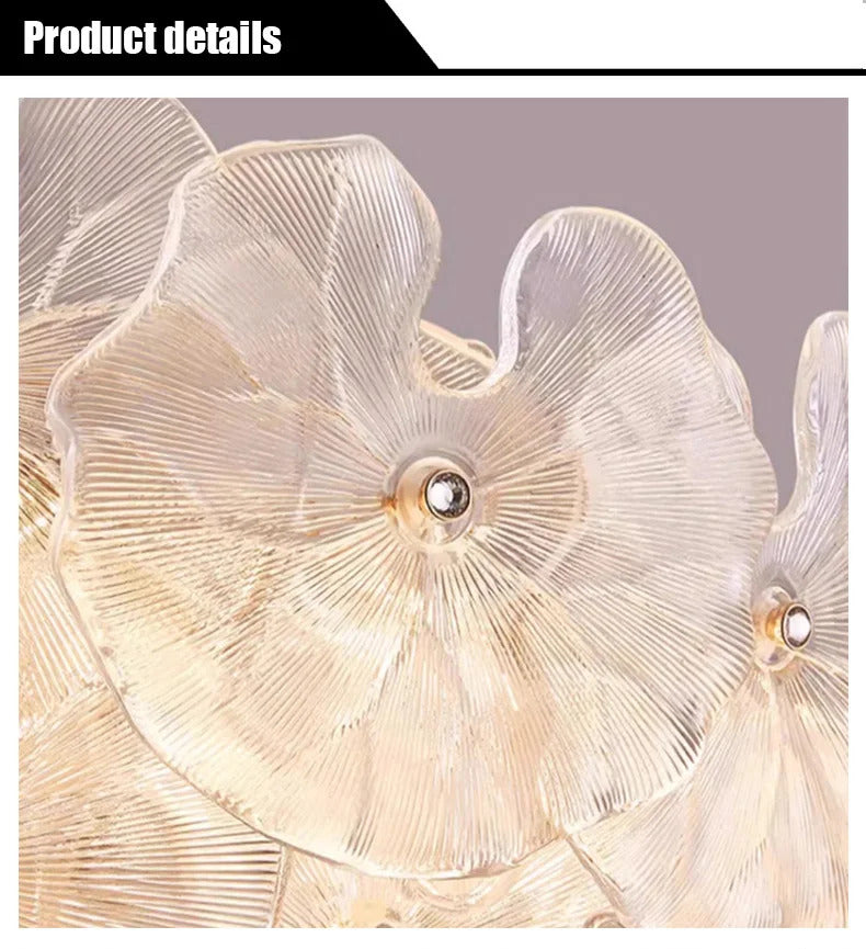 Modern Luxury Lotus Leaf Glass Chandelier Luxury Crystal Pendant Light