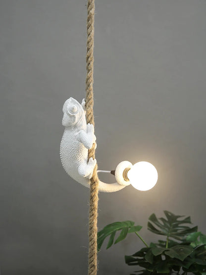 Resin chameleon pendant light Retro Hemp Rope Monkey Pendant Lamp