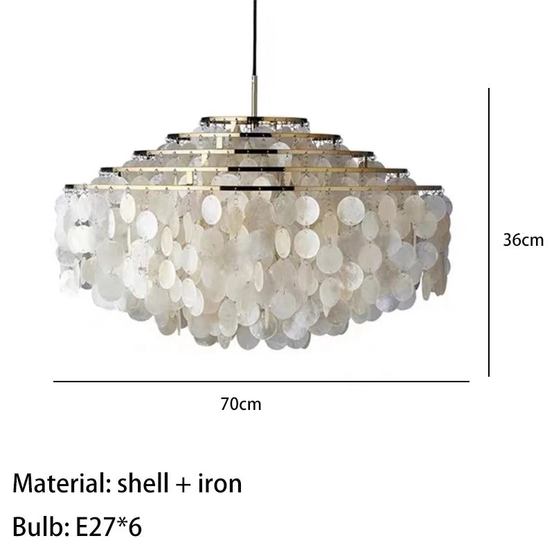 Real Shell Pendant Lights Gold Chrome Metal Romantic Beautiful Hanging Lamp Euphonious Voice E27 For Foyer Bedroom Dining Room
