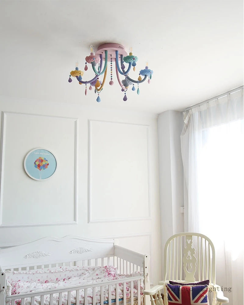 European Children rainbow chandelier Bedroom Princess room kawaii light