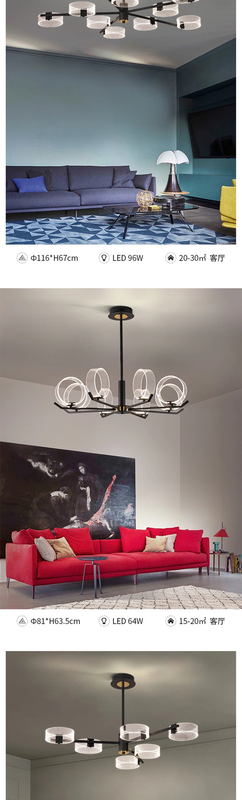 Acrylic LED Chandeliers modern retro lamp hanging