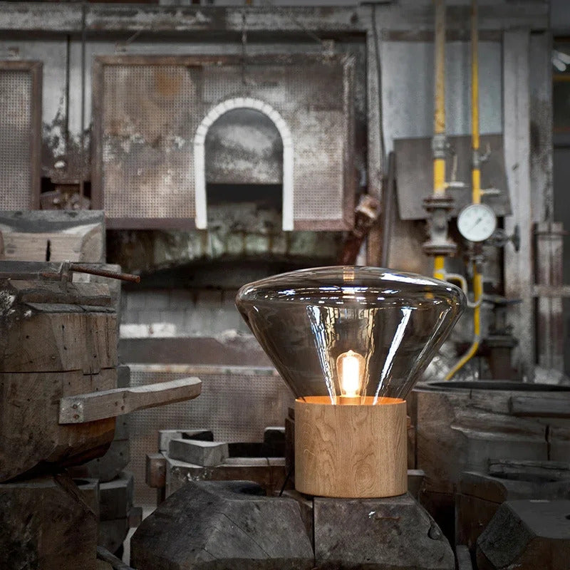 Muffins Table Light Creative Wood Lamp Art Deco amber grey Glass lamp Living Room Restaurant Hotel Bedroom beside Corner Lamp