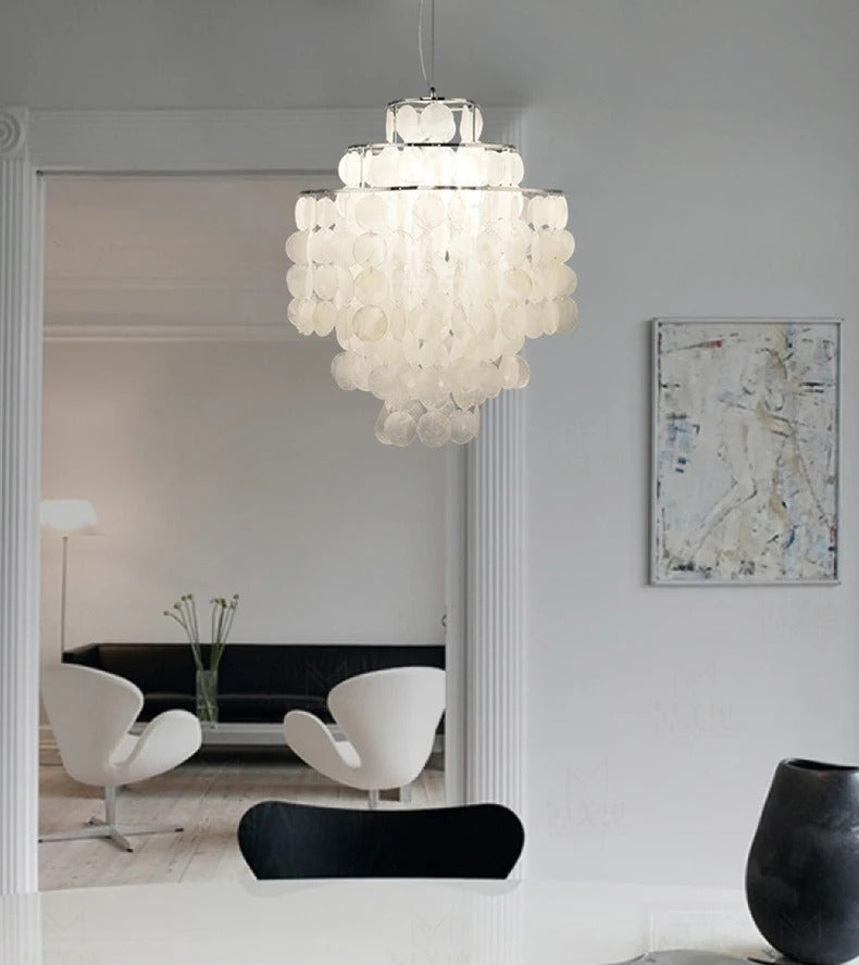 Real Shell Pendant Lights Gold Chrome Metal Romantic Beautiful Hanging Lamp Euphonious Voice E27 For Foyer Bedroom Dining Room