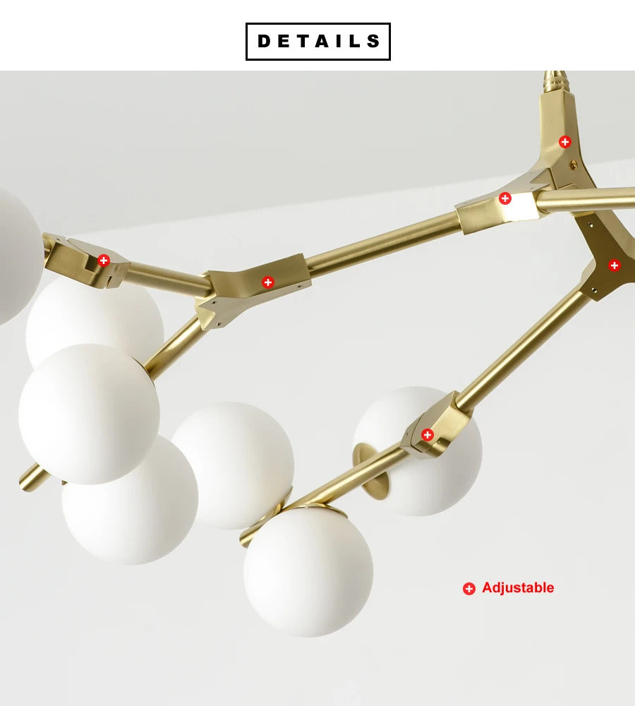 Nordic tree branch ball chandelier Modern white glass ball Led Pendant lights