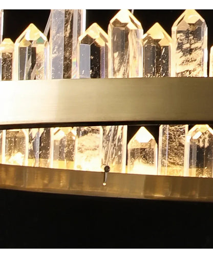 Modern Luxury Crystal Ring chandeliers Round black golden pendant lamp LED hanging light