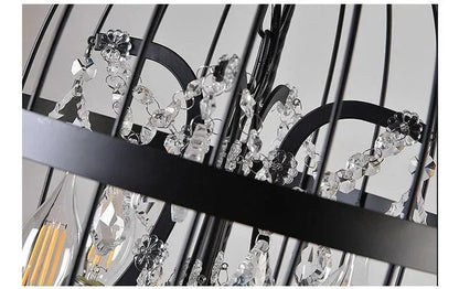 Retro Wrought Iron Chandelier Rustic Orb Vintage Crystal Bird Cage pendant lamps