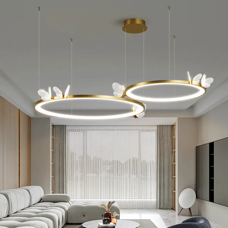 Nordic ring pendant light Acrylic butterfly lights Creative Gold luxury pendant light