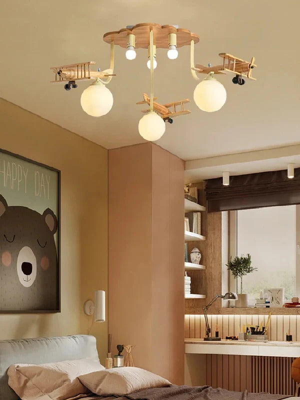 Airplane Chandelier Ceiling lamp Wooden Airplane Pendant Light